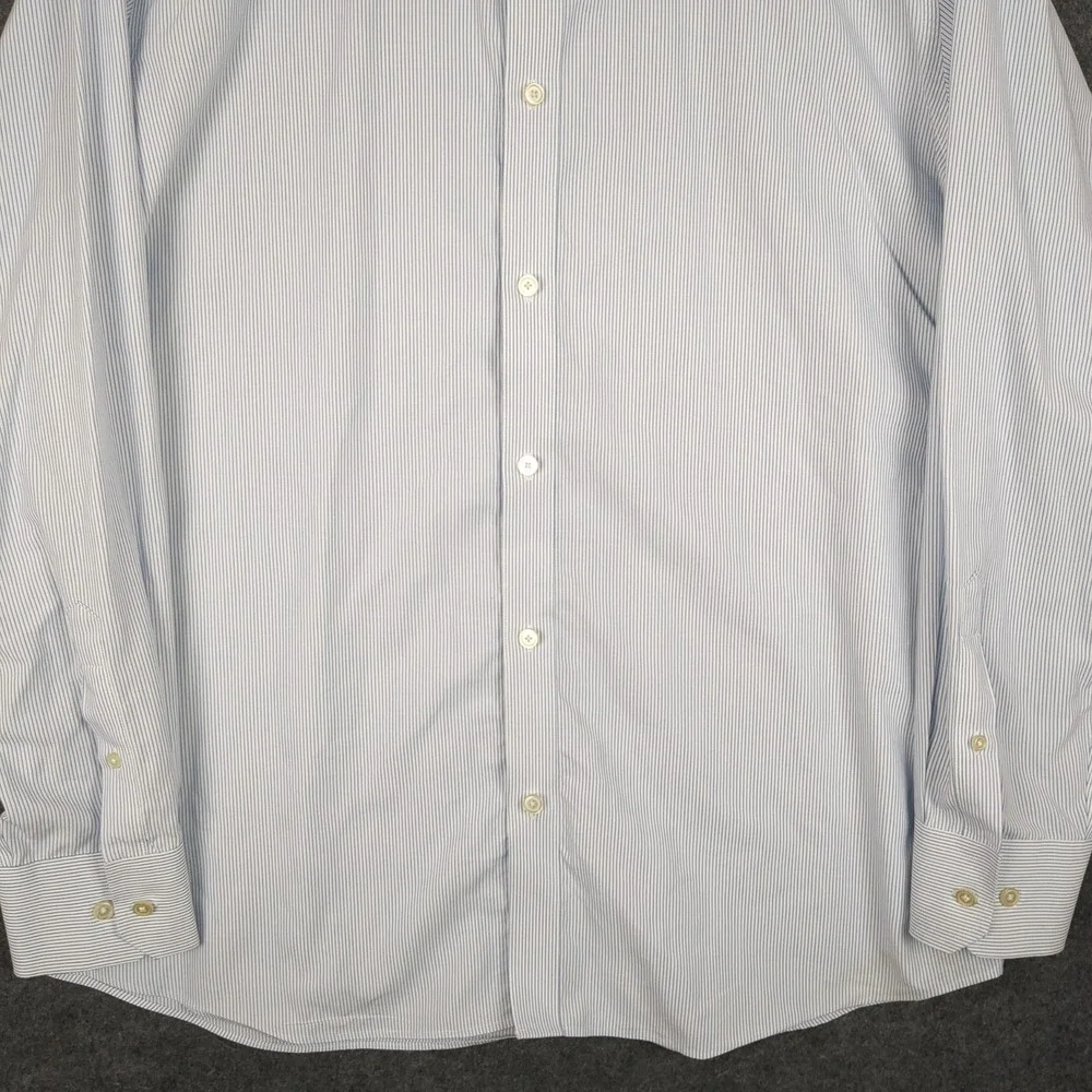 Banana Republic Mens XL Blue White Pinstripe Non-Iron Standard Fit Dress‎ Shirt